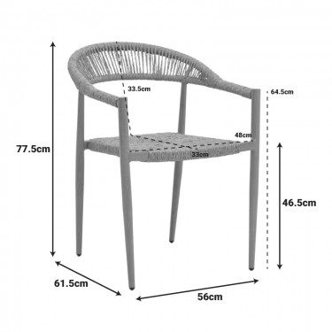 Πολυθρόνα Rayana στοιβαζόμενη αλουμίνιο - pe rattan σε φυσική απόχρωση 56x61,5x77,5εκ Υλικό: Alum size:Ø25*1.1mm. Wicker SIZE:Ø6MM 404-000004