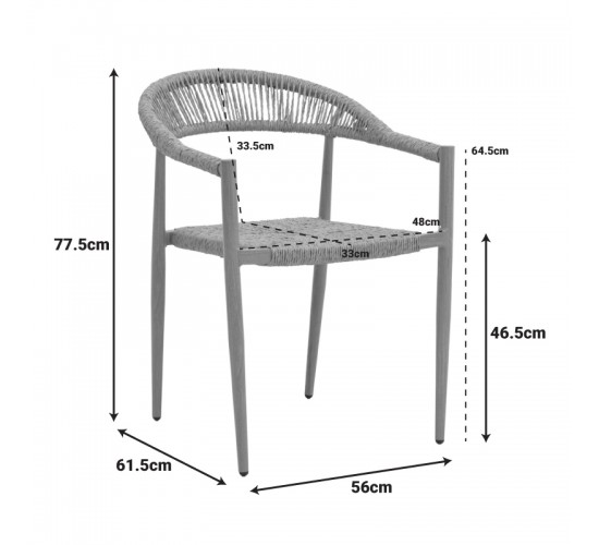 Πολυθρόνα Rayana στοιβαζόμενη αλουμίνιο - pe rattan σε φυσική απόχρωση 57x59x78εκ Υλικό: Alum size:Ø25*1.1mm. Wicker SIZE:Ø6MM 404-000004