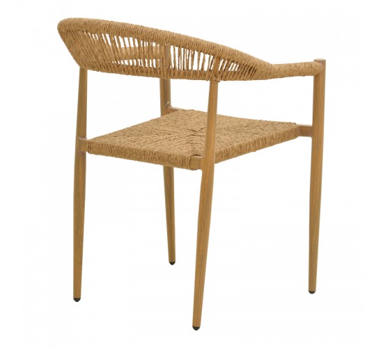 Πολυθρόνα Rayana στοιβαζόμενη αλουμίνιο - pe rattan σε φυσική απόχρωση 57x59x78εκ Υλικό: Alum size:Ø25*1.1mm. Wicker SIZE:Ø6MM 404-000004