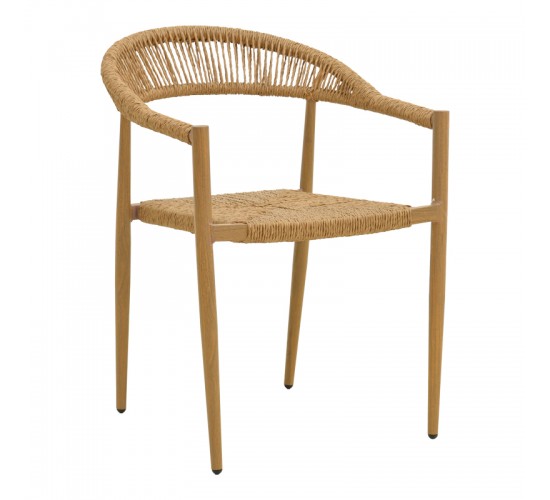 Πολυθρόνα Rayana στοιβαζόμενη αλουμίνιο - pe rattan σε φυσική απόχρωση 57x59x78εκ Υλικό: Alum size:Ø25*1.1mm. Wicker SIZE:Ø6MM 404-000004