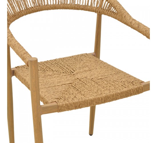 Πολυθρόνα Rayana στοιβαζόμενη αλουμίνιο - pe rattan σε φυσική απόχρωση 57x59x78εκ Υλικό: Alum size:Ø25*1.1mm. Wicker SIZE:Ø6MM 404-000004