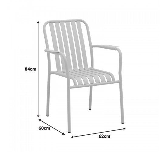 Πολυθρόνα Vista στοιβαζόμενη αλουμίνιο σε ανθρακί απόχρωση 62x60x84εκ Υλικό: .Alum size:Ø25*1.1mm. 22*1.1 Surface 404-000008