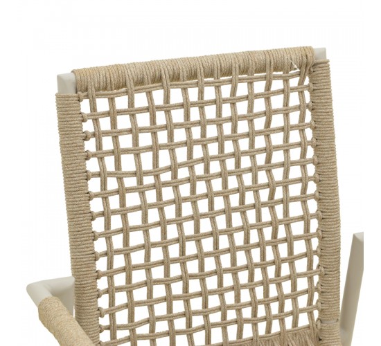 Πολυθρόνα Esence στοιβαζόμενη αλουμίνιο λευκή-pe σχοινί σε μπεζ απόχρωση 57x62x88εκ Υλικό: Alum size:Ø22*1.1mm. Rope SIZE:Ø5MM 404-000009