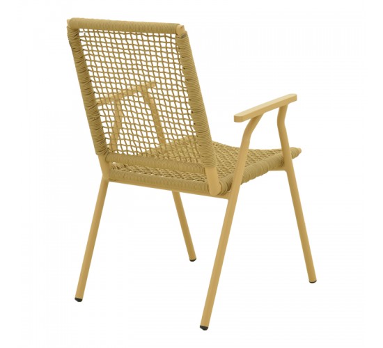 Πολυθρόνα Weave στοιβαζόμενη αλουμίνιο-pe σχοινί σε μπεζ απόχρωση 57x63x86εκ Υλικό: Alum size:Ø22*1.1mm. 30*20*1.0mm Rope SIZE:Ø5MM 404-000010