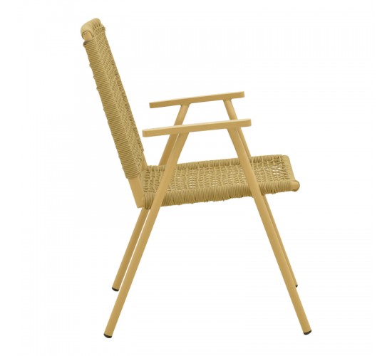 Πολυθρόνα Weave στοιβαζόμενη αλουμίνιο-pe σχοινί σε μπεζ απόχρωση 57x63x86εκ Υλικό: Alum size:Ø22*1.1mm. 30*20*1.0mm Rope SIZE:Ø5MM 404-000010