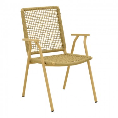 Πολυθρόνα Weave στοιβαζόμενη αλουμίνιο-pe σχοινί σε μπεζ απόχρωση 57x63x86εκ Υλικό: Alum size:Ø22*1.1mm. 30*20*1.0mm Rope SIZE:Ø5MM 404-000010