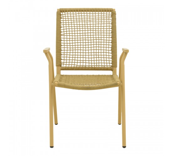 Πολυθρόνα Weave στοιβαζόμενη αλουμίνιο-pe σχοινί σε μπεζ απόχρωση 57x63x86εκ Υλικό: Alum size:Ø22*1.1mm. 30*20*1.0mm Rope SIZE:Ø5MM 404-000010