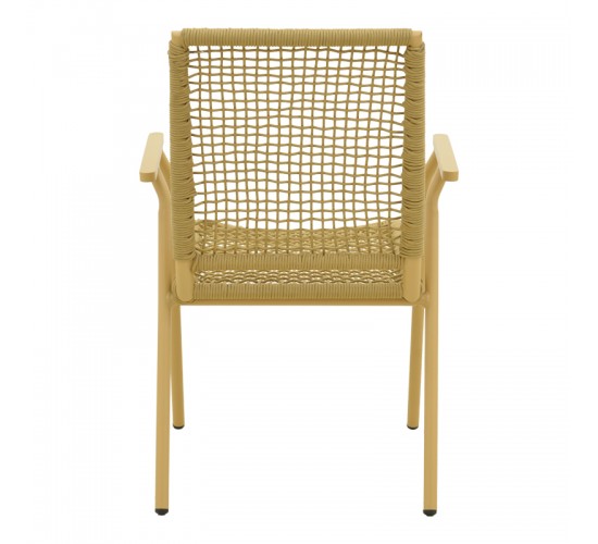 Πολυθρόνα Weave στοιβαζόμενη αλουμίνιο-pe σχοινί σε μπεζ απόχρωση 57x63x86εκ Υλικό: Alum size:Ø22*1.1mm. 30*20*1.0mm Rope SIZE:Ø5MM 404-000010