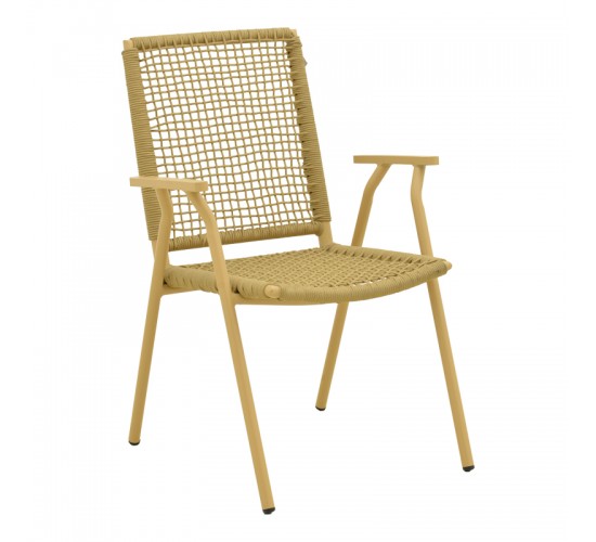 Πολυθρόνα Weave στοιβαζόμενη αλουμίνιο-pe σχοινί σε μπεζ απόχρωση 57x63x86εκ Υλικό: Alum size:Ø22*1.1mm. 30*20*1.0mm Rope SIZE:Ø5MM 404-000010