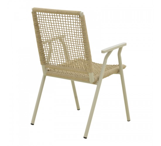 Πολυθρόνα Weave στοιβαζόμενη αλουμίνιο σε ανθρακί -pe σχοινί σε φυσική απόχρωση 57x63x86εκ Υλικό: Alum size:Ø22*1.1mm. 30*20*1.0mm Rope SIZE:Ø5MM 404-000011