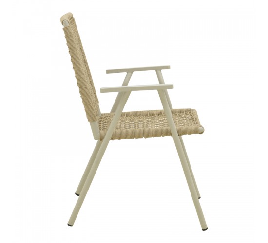 Πολυθρόνα Weave στοιβαζόμενη αλουμίνιο σε ανθρακί -pe σχοινί σε φυσική απόχρωση 57x63x86εκ Υλικό: Alum size:Ø22*1.1mm. 30*20*1.0mm Rope SIZE:Ø5MM 404-000011