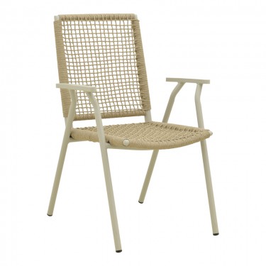 Πολυθρόνα Weave στοιβαζόμενη αλουμίνιο σε ανθρακί -pe σχοινί σε φυσική απόχρωση 57x63x86εκ Υλικό: Alum size:Ø22*1.1mm. 30*20*1.0mm Rope SIZE:Ø5MM 404-000011