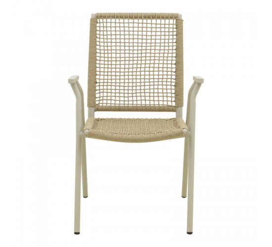 Πολυθρόνα Weave στοιβαζόμενη αλουμίνιο σε ανθρακί -pe σχοινί σε φυσική απόχρωση 57x63x86εκ Υλικό: Alum size:Ø22*1.1mm. 30*20*1.0mm Rope SIZE:Ø5MM 404-000011