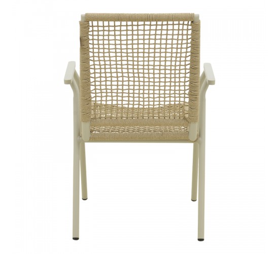 Πολυθρόνα Weave στοιβαζόμενη αλουμίνιο σε ανθρακί -pe σχοινί σε φυσική απόχρωση 57x63x86εκ Υλικό: Alum size:Ø22*1.1mm. 30*20*1.0mm Rope SIZE:Ø5MM 404-000011