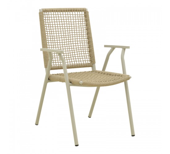 Πολυθρόνα Weave στοιβαζόμενη αλουμίνιο σε ανθρακί -pe σχοινί σε φυσική απόχρωση 57x63x86εκ Υλικό: Alum size:Ø22*1.1mm. 30*20*1.0mm Rope SIZE:Ø5MM 404-000011