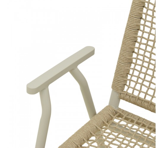 Πολυθρόνα Weave στοιβαζόμενη αλουμίνιο σε ανθρακί -pe σχοινί σε φυσική απόχρωση 57x63x86εκ Υλικό: Alum size:Ø22*1.1mm. 30*20*1.0mm Rope SIZE:Ø5MM 404-000011