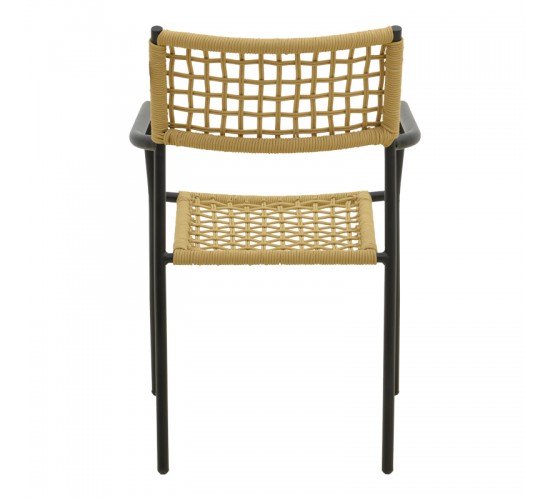 Πολυθρόνα Castal στοιβαζόμενη μέταλλο σε μαύρο -pe σχοινί σε φυσική απόχρωση 56x60x84εκ Υλικό: steel size:Ø22*1.1mm. Rope SIZE:Ø5MM 404-000012