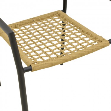 Πολυθρόνα Castal στοιβαζόμενη μέταλλο σε μαύρο -pe σχοινί σε φυσική απόχρωση 53x59x84εκ Υλικό: steel size:Ø22*1.1mm. Rope SIZE:Ø5MM 404-000012