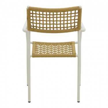 Πολυθρόνα Castal στοιβαζόμενη μέταλλο σε λευκή -pe σχοινί σε φυσική απόχρωση 53x59x84εκ Υλικό: steel size:Ø22*1.1mm. Rope SIZE:Ø5MM 404-000013