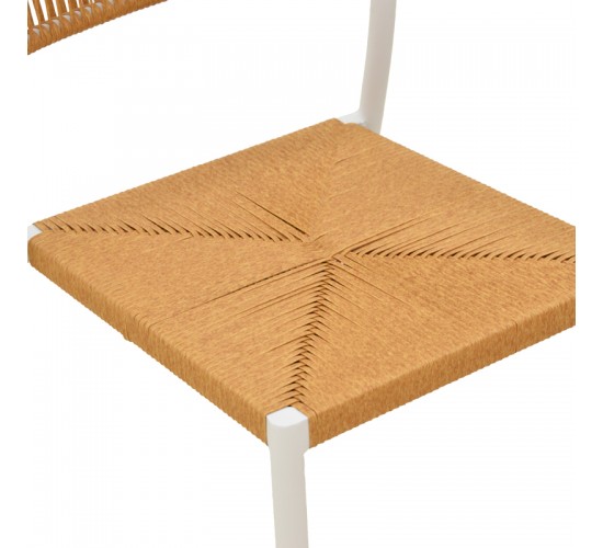 Καρέκλα Cura στοιβαζόμενη αλουμίνιο σε λευκή -pe rattan σε φυσική απόχρωση 53x59x78εκ Υλικό: Alum size:Ø25*1.1mm. Wicker SIZE:5MM 404-000015