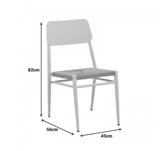 Καρέκλα Giardino στοιβαζόμενη αλουμίνιο σε λευκή -pe rattan σε φυσική απόχρωση 45x56x82εκ Υλικό: lum size:Ø25*1.1mm. Wicker SIZE:5MM 404-000016