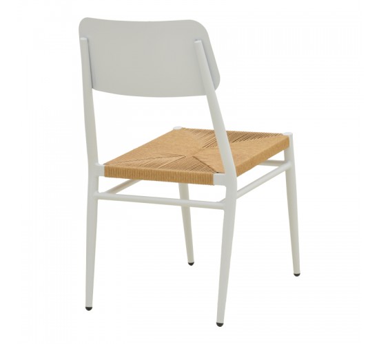 Καρέκλα Giardino στοιβαζόμενη αλουμίνιο σε λευκή -pe rattan σε φυσική απόχρωση 45x56x82εκ Υλικό: lum size:Ø25*1.1mm. Wicker SIZE:5MM 404-000016