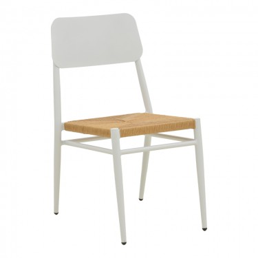 Καρέκλα Giardino στοιβαζόμενη αλουμίνιο σε λευκή -pe rattan σε φυσική απόχρωση 45x56x82εκ Υλικό: lum size:Ø25*1.1mm. Wicker SIZE:5MM 404-000016