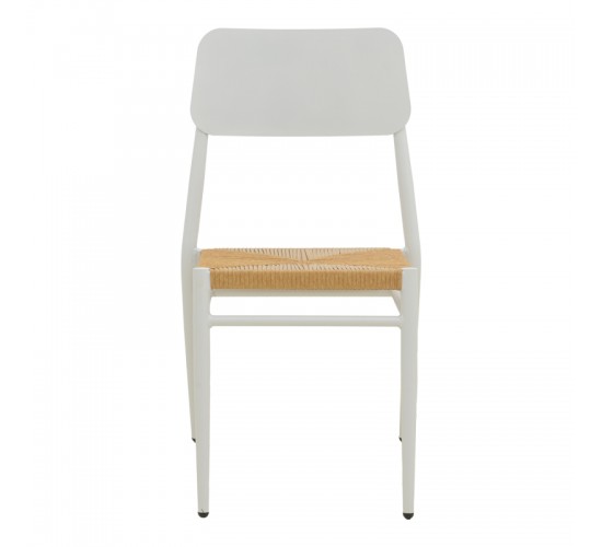 Καρέκλα Giardino στοιβαζόμενη αλουμίνιο σε λευκή -pe rattan σε φυσική απόχρωση 45x56x82εκ Υλικό: lum size:Ø25*1.1mm. Wicker SIZE:5MM 404-000016