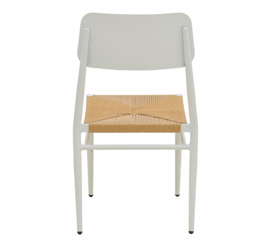 Καρέκλα Giardino στοιβαζόμενη αλουμίνιο σε λευκή -pe rattan σε φυσική απόχρωση 45x56x82εκ Υλικό: lum size:Ø25*1.1mm. Wicker SIZE:5MM 404-000016