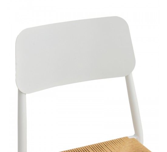 Καρέκλα Giardino στοιβαζόμενη αλουμίνιο σε λευκή -pe rattan σε φυσική απόχρωση 45x56x82εκ Υλικό: lum size:Ø25*1.1mm. Wicker SIZE:5MM 404-000016