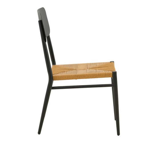 Καρέκλα Giardino στοιβαζόμενη αλουμίνιο σε μαύρη -pe rattan σε φυσική απόχρωση 45x56x82εκ Υλικό: lum size:Ø25*1.1mm. Wicker SIZE:5MM 404-000017