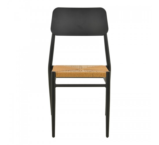 Καρέκλα Giardino στοιβαζόμενη αλουμίνιο σε μαύρη -pe rattan σε φυσική απόχρωση 45x56x82εκ Υλικό: lum size:Ø25*1.1mm. Wicker SIZE:5MM 404-000017
