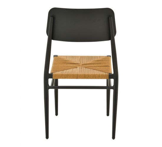Καρέκλα Giardino στοιβαζόμενη αλουμίνιο σε μαύρη -pe rattan σε φυσική απόχρωση 45x56x82εκ Υλικό: lum size:Ø25*1.1mm. Wicker SIZE:5MM 404-000017