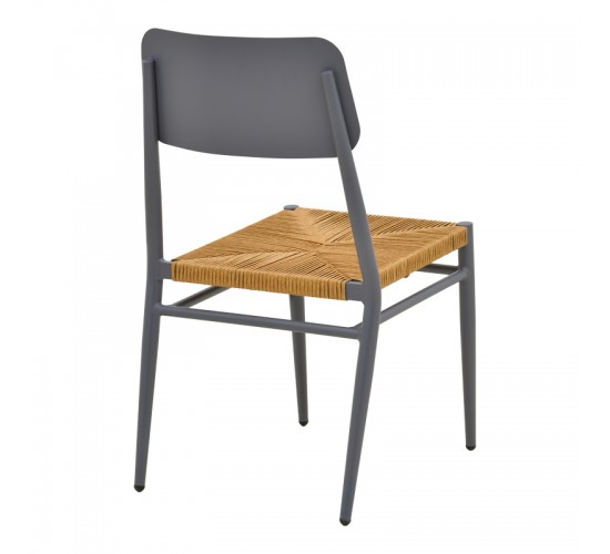 Καρέκλα Giardino στοιβαζόμενη αλουμίνιο σε ανθρακί -pe rattan σε φυσική απόχρωση 45x56x82εκ Υλικό: lum size:Ø25*1.1mm. Wicker SIZE:5MM 404-000018