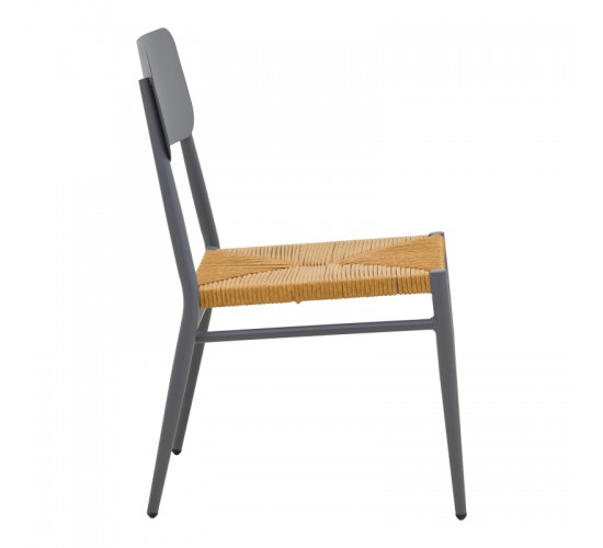 Καρέκλα Giardino στοιβαζόμενη αλουμίνιο σε ανθρακί -pe rattan σε φυσική απόχρωση 45x56x82εκ Υλικό: lum size:Ø25*1.1mm. Wicker SIZE:5MM 404-000018