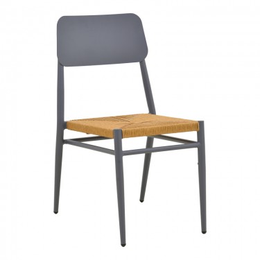 Καρέκλα Giardino στοιβαζόμενη αλουμίνιο σε ανθρακί -pe rattan σε φυσική απόχρωση 45x56x82εκ Υλικό: lum size:Ø25*1.1mm. Wicker SIZE:5MM 404-000018