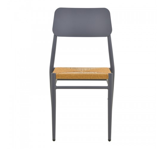 Καρέκλα Giardino στοιβαζόμενη αλουμίνιο σε ανθρακί -pe rattan σε φυσική απόχρωση 45x56x82εκ Υλικό: lum size:Ø25*1.1mm. Wicker SIZE:5MM 404-000018