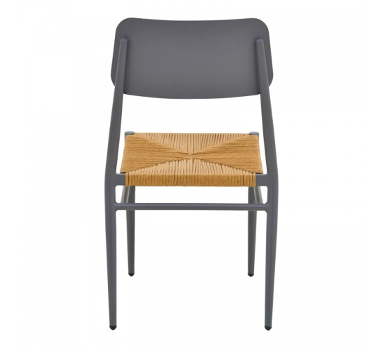 Καρέκλα Giardino στοιβαζόμενη αλουμίνιο σε ανθρακί -pe rattan σε φυσική απόχρωση 45x56x82εκ Υλικό: lum size:Ø25*1.1mm. Wicker SIZE:5MM 404-000018