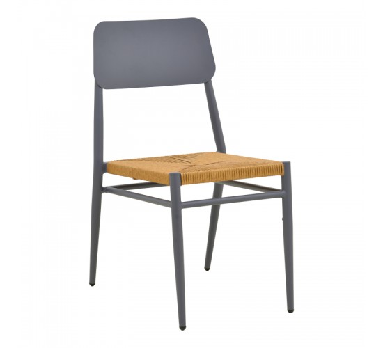 Καρέκλα Giardino στοιβαζόμενη αλουμίνιο σε ανθρακί -pe rattan σε φυσική απόχρωση 45x56x82εκ Υλικό: lum size:Ø25*1.1mm. Wicker SIZE:5MM 404-000018