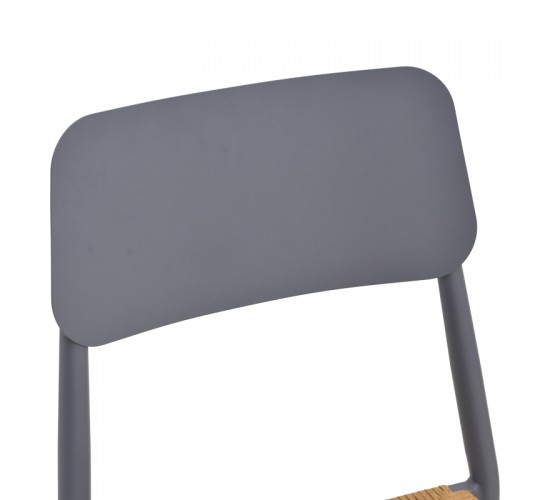 Καρέκλα Giardino στοιβαζόμενη αλουμίνιο σε ανθρακί -pe rattan σε φυσική απόχρωση 45x56x82εκ Υλικό: lum size:Ø25*1.1mm. Wicker SIZE:5MM 404-000018