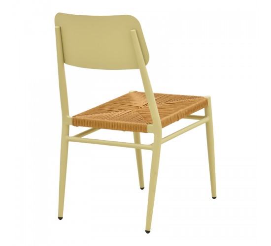 Καρέκλα Giardino στοιβαζόμενη αλουμίνιο σε μπεζ -pe rattan σε φυσική απόχρωση 45x56x82εκ Υλικό: lum size:Ø25*1.1mm. Wicker SIZE:5MM 404-000019