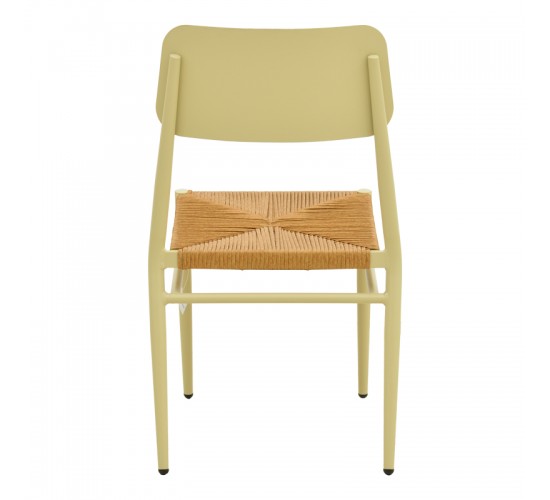 Καρέκλα Giardino στοιβαζόμενη αλουμίνιο σε μπεζ -pe rattan σε φυσική απόχρωση 45x56x82εκ Υλικό: lum size:Ø25*1.1mm. Wicker SIZE:5MM 404-000019