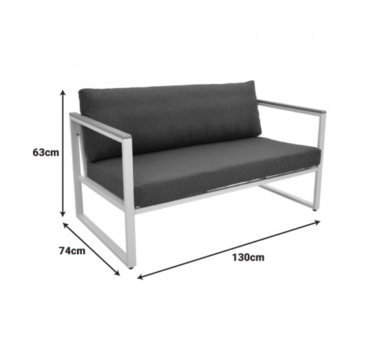 Καναπές διθέσιος Aurelio μαύρο μέταλλο με μαύρα μαξιλάρια 130x74x63εκ Υλικό: steel Size:30*20*1.0MM.20*20*0.9mm.plywood:3x1.3cm 404-000020