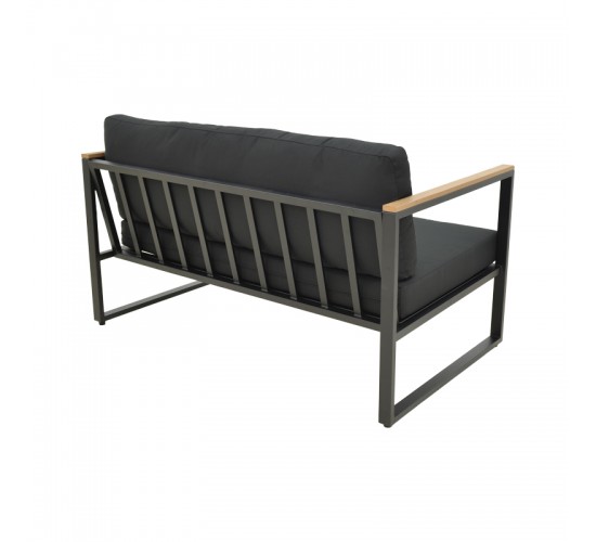 Καναπές διθέσιος Aurelio μαύρο μέταλλο με μαύρα μαξιλάρια 130x74x63εκ Υλικό: steel Size:30*20*1.0MM.20*20*0.9mm.plywood:3x1.3cm 404-000020