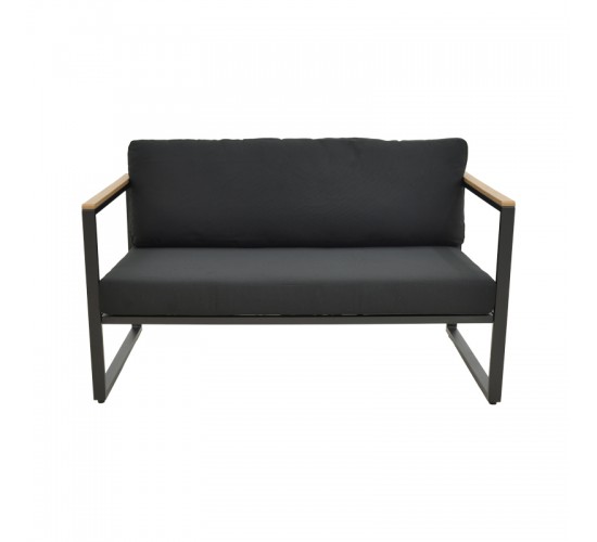 Καναπές διθέσιος Aurelio μαύρο μέταλλο με μαύρα μαξιλάρια 130x74x63εκ Υλικό: steel Size:30*20*1.0MM.20*20*0.9mm.plywood:3x1.3cm 404-000020