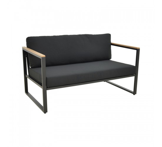Καναπές διθέσιος Aurelio μαύρο μέταλλο με μαύρα μαξιλάρια 130x74x63εκ Υλικό: steel Size:30*20*1.0MM.20*20*0.9mm.plywood:3x1.3cm 404-000020