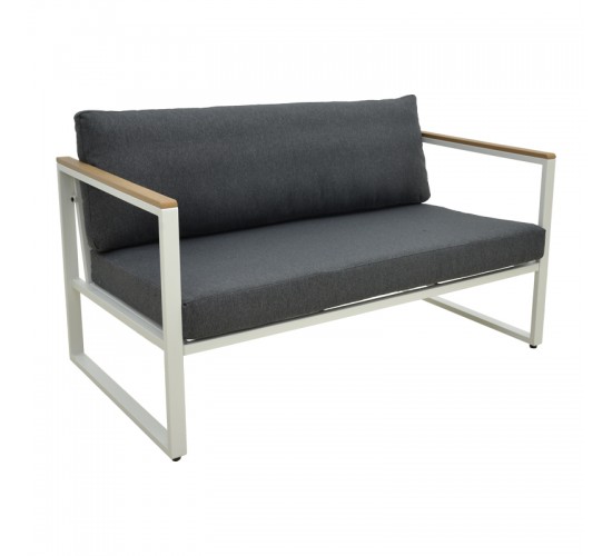 Καναπές διθέσιος Aurelio μεταλλικός σε λευκή -μαξιλάρια σε ανθρακί απόχρωση 130x74x63εκ Υλικό: steel Size:30*20*1.0MM.20*20*0.9mm.plywood:3x1.3cm 404-000021