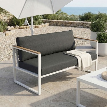 Καναπές διθέσιος Aurelio μεταλλικός σε λευκή -μαξιλάρια σε ανθρακί απόχρωση 130x74x63εκ Υλικό: steel Size:30*20*1.0MM.20*20*0.9mm.plywood:3x1.3cm 404-000021