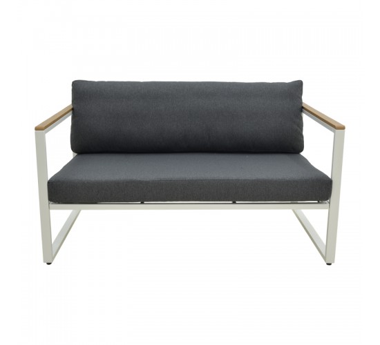 Καναπές διθέσιος Aurelio μεταλλικός σε λευκή -μαξιλάρια σε ανθρακί απόχρωση 130x74x63εκ Υλικό: steel Size:30*20*1.0MM.20*20*0.9mm.plywood:3x1.3cm 404-000021