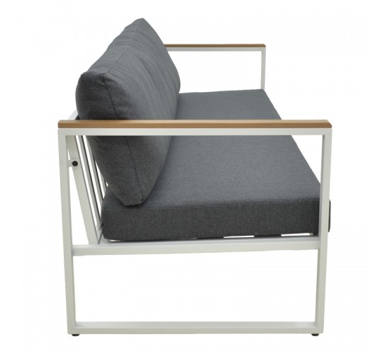 Καναπές διθέσιος Aurelio μεταλλικός σε λευκή -μαξιλάρια σε ανθρακί απόχρωση 130x74x63εκ Υλικό: steel Size:30*20*1.0MM.20*20*0.9mm.plywood:3x1.3cm 404-000021